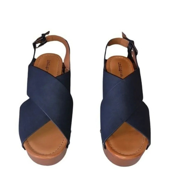 Indigo Dani Denim Block Platform Sandals  Irdani Size 9 - Picture 2 of 9